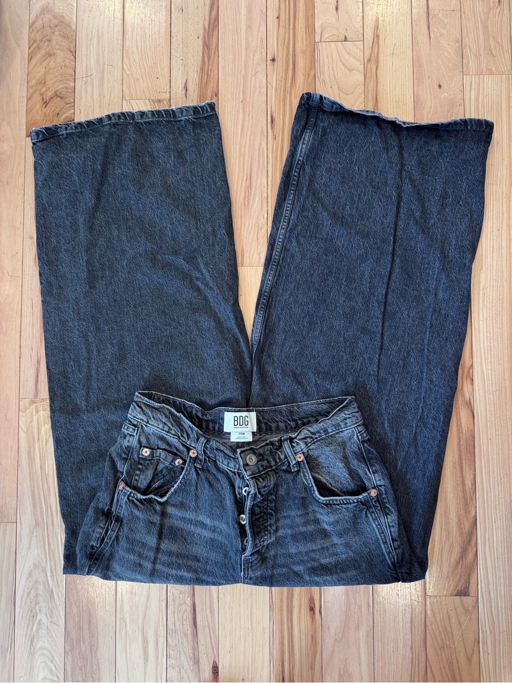 BDG Urban Outfitters Women's Wide Leg Black Denim Jeans